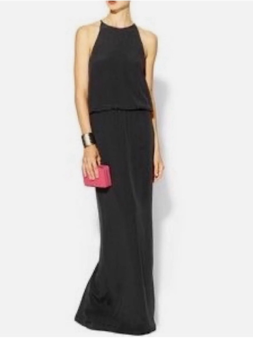 Tibi Black Maxi Dress Halter Silk 4